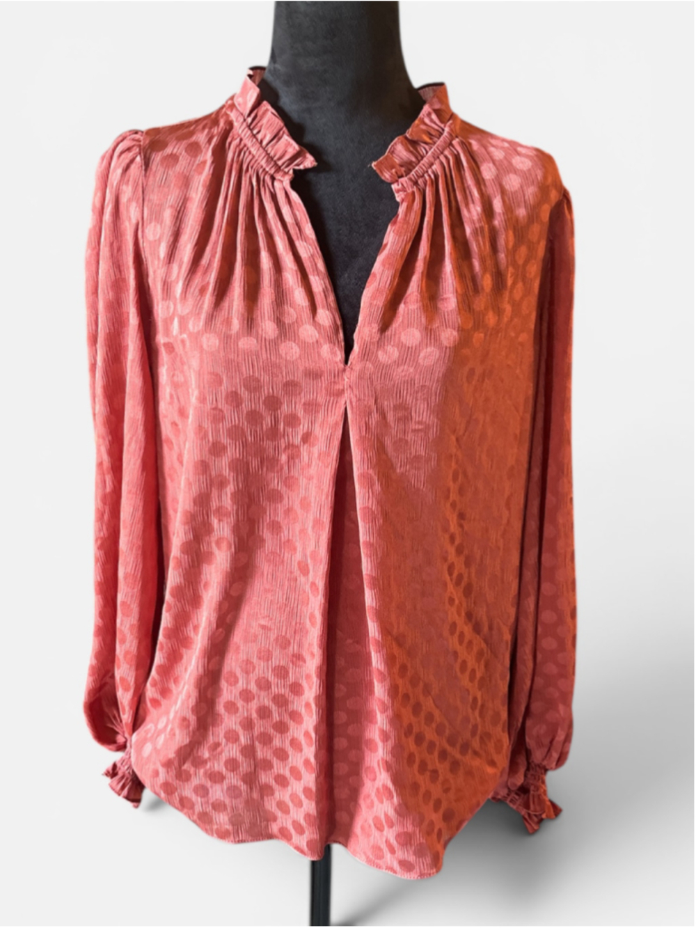 Max Studio Copper Color Long Sleeve Light Top - Size S - Picture 1 of 5